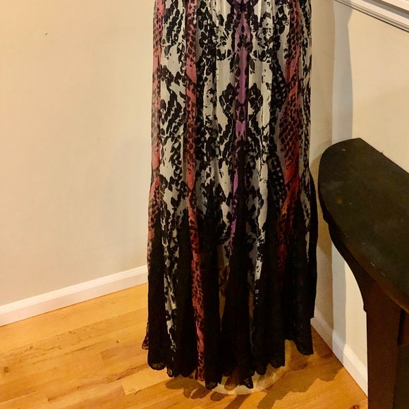 Free People Maxi Dress / Beaded Lace & Silk Edwardian Style Gown NWT - Size 2 - Picture 2 of 16